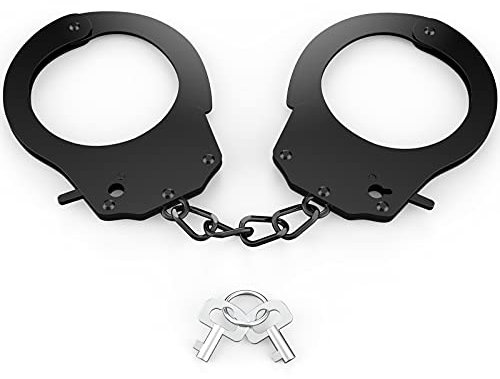 Bdwing Metall Polizei Kinder Handschellen mit Schlüssel, Polizei Handschellen Geeignet für Spiele, Fasching Polizei Partys oder Karneval Kostüme Zubehör(Schwarz, S-Modell)