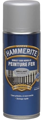 HAMMERITE - Hammerite Peinture fer Direct sur rouille Brillant aérosol 400ml - Conditionnement 400ml, Couleur ARGENT