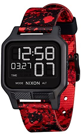 NIXON Heat A1320 - Black/Red - 100M Water Resistant Men's Ultra Thin Digital Sport Watch (38mm Watch Face, 20mm PU/Rubber/Silicone Band)