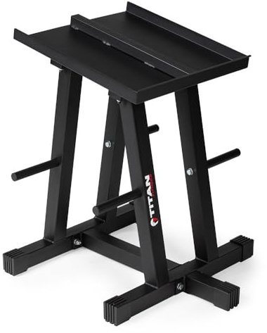 Titan Fitness Dumbbell Stand and Plate Tree, 260 LB Capacity, Organize Classic Dumbbells, Power Blocks, Loose Plates, Home Gym Storage Rack