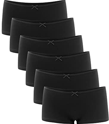 Libella® Boxer Femme Coton Shorty Taille Basse Culotte Caleçon Lot de 6 | Doux Extensibles Décontracté Boxer,sous-Vêtements,Confortable Respirant Pantys,Sans Étiqette pour la Peau,Pièces S-XXL