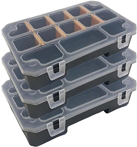 Milanino Organizer Sortierbox stapelbar Sortimentskasten I Kleinteilemagazin I Sortimentskisten I Werkzeugkasten I Schraubenbox (S (3er SET))