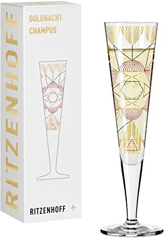 RITZENHOFF 1071026 Bicchiere da champagne 200 ml - Serie Goldnacht n. 26 - Nobile pezzo di design con oro vero - Made in Germany