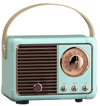 Pale Blue Vintage Retro Style Bluetooth Speaker | Classic old style radio design | Small Compact Portable Design | Cute Wireless Speaker | Connect Android | iOS | PC | Laptop | Novelty Retro Decor
