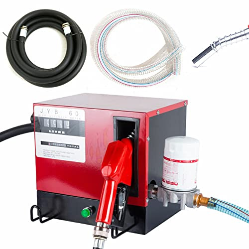 Självsugande dieselpump 550 W bränslepump 60 l/min värmeoljepump automatisk uppvärmningsolja pistol, diesel oljepump med dieselslang och filter 230 V
