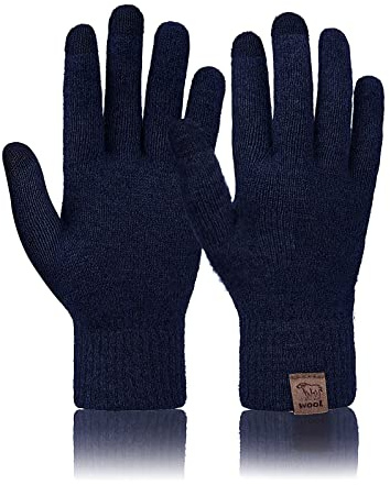 Niwicee Guantes Invierno para Hombre y Mujer Guantes Térmicos Lana de Punto Guantes de Pantalla Tactiles para Correr Aire Libre Frio