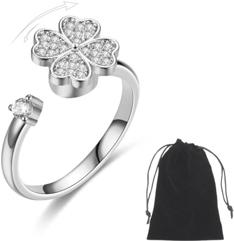 INGJIA Anello Antistress con Perline, Regolabili Impilabili Fidget per Donna - Spinner Anti-ansia, Regali per Mamma Moglie