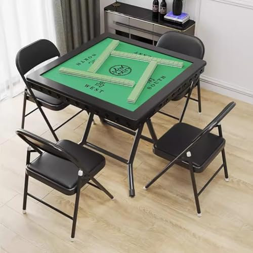MegLob Folding Mahjong Table, 85cm Squre Domino Game Table med chip-lådor, multifunktionellt skrivbordschack och kortbord, 4-spelare kortspelbord för Mahjong/Poker/Domino-spel