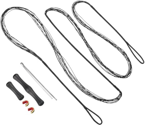 PATIKIL Remplacement de Corde d'arc avec 2 Points D'Encoche, Protège-Doigts de Corde d'arc pour AMO 58 Pouces, 12 Brins de Corde d'arc Classique Classique, Noir