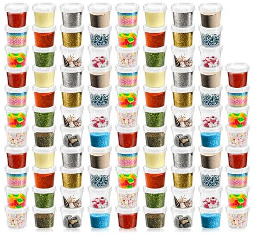 COM-FOUR® 96x contenitori con coperchio - contenitori universali in plastica con chiusure - tazze impilabili per cosmetici, creme, lozioni e materiali artigianali - 35 ml (96 pezzi)