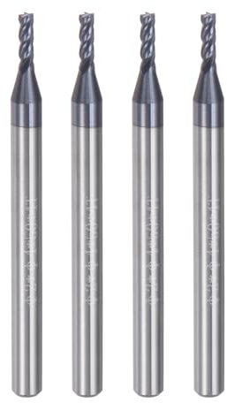 sourcing map 4pcs 2mm Dia 4mm Shank Square Nose End Mill 4 Flutes HRC45 Carbide AlTiN Coated CNC Router Bits Cutter Tools for End Milling CNC Machining