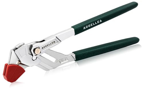 ACCELLEA Pinze per chiavi a becco e lingua, con apertura massima delle ganasce da 52 mm, pinze per bloccaggio canali con copertura a ganasce, pinze per giunti scanalati in acciaio CR-V, impugnatura