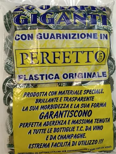 Tappi a Corona 29 mm per Vino - con Sottotappo Bidule | Chiusura Ermetica - Sicura | per Bottiglie di Vino - Birra - Succhi | Tappi Bottiglie Vino Resistenti | 200 Pezzi - Colorazione Verde