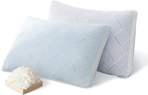 Set di 2 cuscini rinfrescanti in morbida viscosa di bambù, regolabili, ipoallergenici, di qualità alberghiera, per dormire di lato, stomaco o schiena, certificato Oeko-TEX