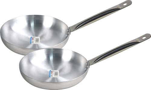 LAVV HOUSEWARES LTD 2pc Set Aluminium Frying Pan with Stainless Steel Pipe Handle for Gas Hob (2X 26cm)