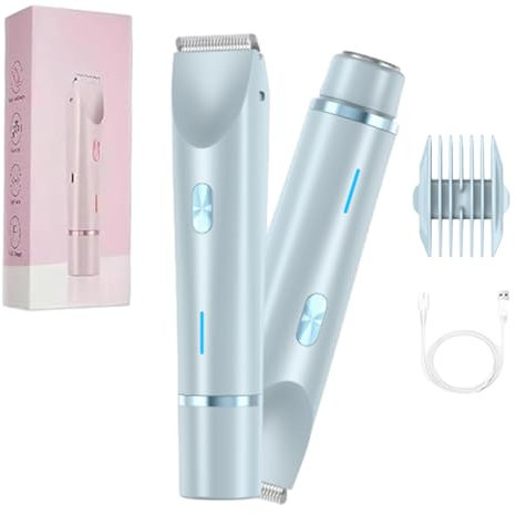 Silkysplash Rasierer, 2-In-1 Dual Head Shaver Rasierer, Intimrasierer für Frauen, Damenrasierer Elektrisch, Ipx7 Wasserdicht Nass Und Trockenrasierer Mit Abnehmbarem Kopf für Damen (Blau)