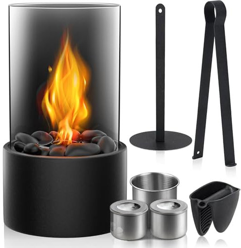 Bioethanol Tischkamin Indoor & Outdoor – 15-in-1 Tischfeuer Set für Terrasse, Garten & Wohnzimmer, perfekte Deko für gemütliche Atmosphäre