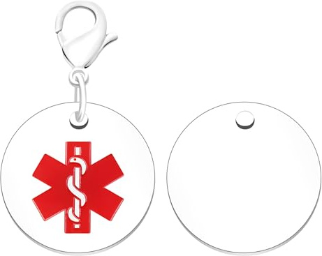 Oneress DIY Medical Alert Keychain, Custom Engraved Blood Thinner CPR ID Jewellry, White Stainless Steel Safety Pendant for Travel or Sports YA4679 White-DIY