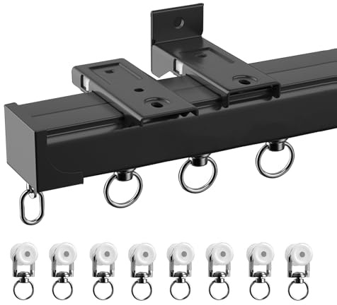 Robust 2 mm glidspårsystem i aluminium – vägg/takmonterad – justerbar 70–600 cm – svart – perfekt för rumsavdelare och skjutdörrslösningar