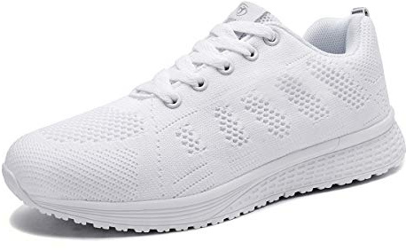 Youecci Women Lightweight Walking Shoes Ladies Lace Up Sneakers Mesh Go Running Trainers Low Top Breathable Athletic Walk Gym Shoes White 6 UK, Manufacturer Size 39