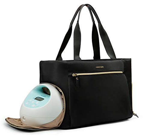mommore Breast Pump Bag Diaper Tote Bag with 15 Inch Laptop Sleeve Fit Most Breast Pumps Like Medela, Spectra S1,S2, Evenflo