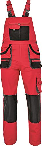 Stenso Des-Emerton - Pantalones con Peto de Trabajo para Hombre Slim fit - Rojo - 50