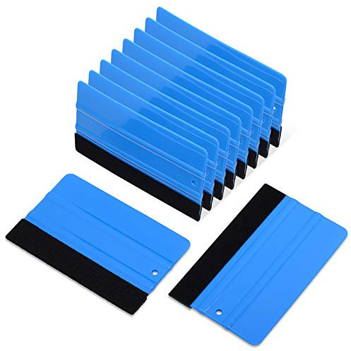 Ehdis 10 Pezzi Spatola Professionale con Feltro AntiGraffio Installazione Tool per Wrapping pellicola, pellicola per vetri, Pellicole protettive, pellicola vetri auto, Car wrapping (10 PCS, Blu-)