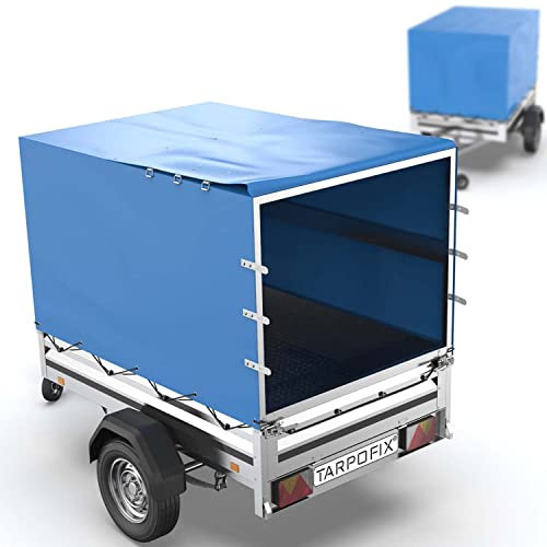 Tarpofix® Anhänger Plane 258x135x120 cm inkl. Planenseil | Anhängerplane Hochplane aus PVC PLANENMATERIAL | Verstärkte Pongratz & Stema Anhänger Plane für PKW Hänger | Abdeckplane Anhänger Abdeckung