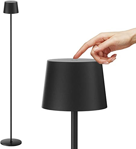 K-Bright Lampada da terra a LED, 4 W, dimmerabile, touch control, lampada da terra in metallo alluminio, adatta per soggiorno, camera da letto, ufficio, illuminazione supplementare (nero)