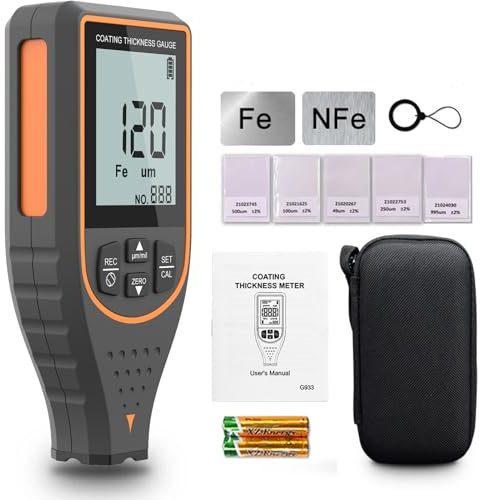 S.Fine Medidor de Espesor de Pintura para Coches, Medidor Digital 0–2999 μm con Alarma de Límite y Pantalla Giratoria