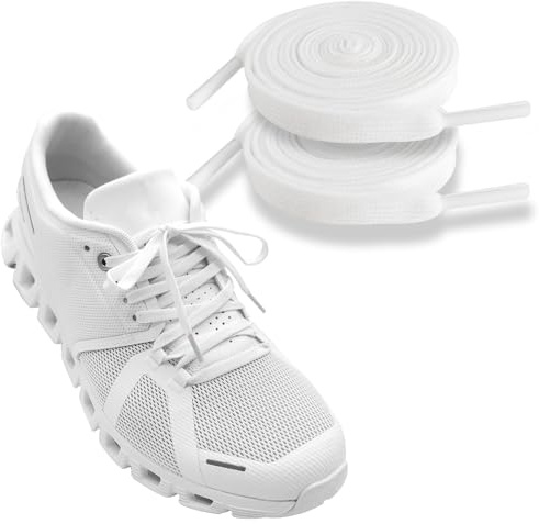 UamGlsob Lacets Fins de 6 mm pour Baskets On Cloud, Lacets Plats de rechange pour Chaussures de Sport Athlétiques et Running (White, 54/140cm)