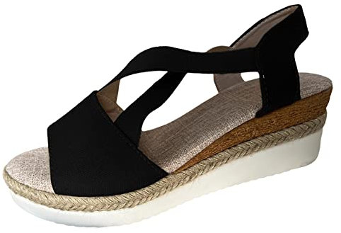 Wandersandale Damen mit Klettverschluss - Weich Comfort Sport Outdoorsandalen Damen Leichte Bequeme Sandalen Wandern Outdoor Sandalen Stricken Leichte Turnschuhe Sandalen Sale Sommer Hausschuhe