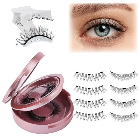 FADLASH Magnetische Wimpern mit Zange: Magnet Wimpern Natürlicher Look Wiederverwendbar Wasserdicht Magnetwimpern Kein Kleber Erforderlich Fake Lashes mit 3 Magnete (2 Paare)