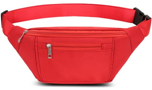 Bauchtasche Gürteltasche Hüfttasche Sport Wasserdicht Gürteltasche Damen Herren Sport Tasche Outdoor Reisen Wandern Laufen Joggen Hundetraining (Rot)