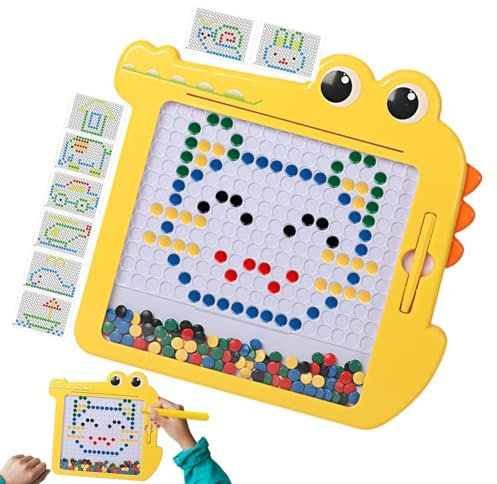 Lesunbak Magnetic Drawing Board, Colorful Dot Beads Pad for Kids, Portable Writing Tablet, Toy for Home, School, Travel