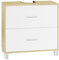 eSituro Waschbeckenunterschrank Weiß+Holz, Badezimmerschrank mit 2 Schubladen, Badezimmer Unterschrank Waschbecken, Waschtischunterschrank freistehend, Badunterschrank, 60x60x30 cm
