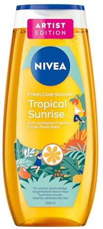NIVEA Tropical Sunrise Artist Edition Duschgel, pH-hautneutrale Pflegedusche mit Vitamin C & E, Duschbad mit einer Duftkomposition aus exotischen Früchten (250 ml)