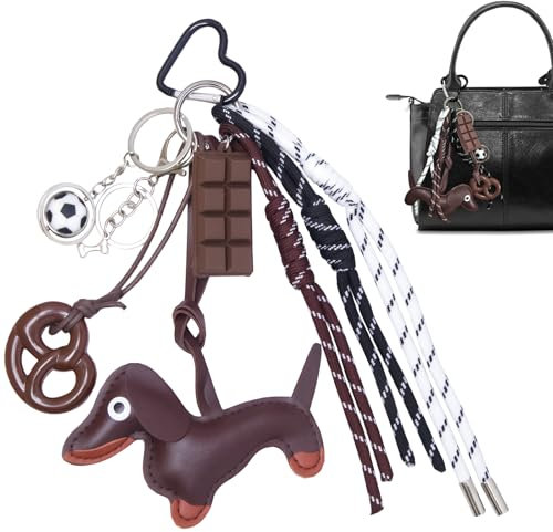 PNANLYA Schlüsselanhänger Fußball, Dackel Schlüsselanhänger Fußball Anhänger Dekoration Schokolade Geburtstags Key Chain, Glücksbringer Eignen Sich für Autoschlüssel, Rucksäcke, Handtaschen