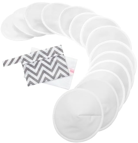 Reusable Breast Pads [7 Pairs/14 Pieces] – Washable Nursing Pads with Laundry Bag & Carry Pouch – Highly Absorbent Nursing Pads for Breastfeeding Mothers – Eco-Friendly & Skin-Friendly