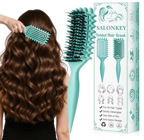 Curl Defining Brush for Curly Hair – Detangling & Styling Brush with Wide Tooth Design, Soft Bristles Reduce Frizz, Shape Curls & Waves for Women and Men, Wet & Dry Use (Green)