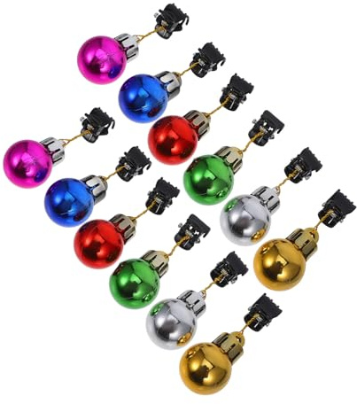 VILLFUL 12 St Färgglada Julskäggklämmor Glansiga Skäggdekorationer med Hårsäkra Clips Hållbara Ansiktshårsornament för Män Perfekta Julfester och Presentidéer Slumpmässig