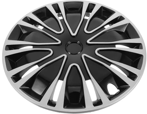 SHINEOFI Enjoliveurs Décoratifs pour Moyeux de Roue Voiture Universels Cache-Moyeux 16 Pouces en Polypropylène Finition Argenté et Noir Accessoire Auto pour Personnalisation et
