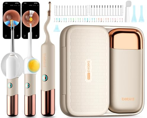 BEBIRD EarSight Ultra 5G WiFi öronrengöring och vård med flexibel otoskopkamera, öronvaxborttagare set 30 tillbehör, HNO-säker för hemmabruk