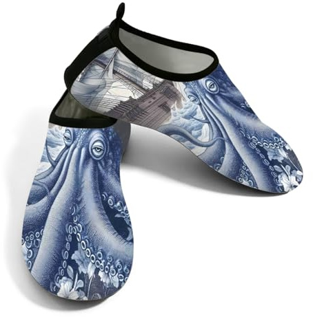 Zapatos deportivos acuáticos para hombre y mujer, de secado rápido, para playa, natación, color azul, náutico, pulpo, enorme, océano, Kraken, sin cordones, para senderismo, surf, yoga, Huge Ocean