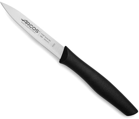 Arcos Couteau d'Office en Acier Inoxydable 100 mm – Poignée Ergonomique en Polyoxyméthylène, Idéal pour Couper, Peler et Nettoyer les Aliments – Noir, Série Nova