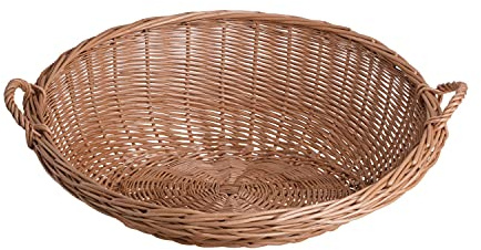 e-wicker24 Alles aus Weide Rund naturlig flätad skål, skål av vide, fruktskål av bete, pilbricka för bakverk