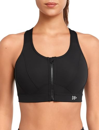 Yvette Soutien-Gorge de Sport Zippée Devant Dos Nageur avec Coussinets Soutien Élevé sous-vêtements de Sport Femme