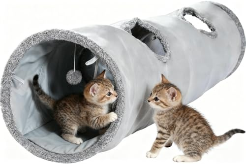 Primst Tunnel per gatti, grande, per interni ed esterni, pieghevole, per animali domestici, con borsa portaoggetti per gatti, cani, cuccioli, gattini, conigli, 129,5 x 30,5 cm