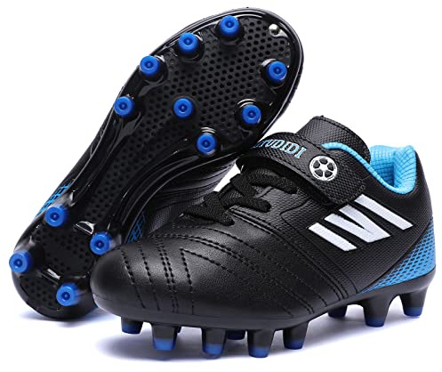 Zapatillas de Rugby Niño 30 Zapatillas de Fútbol Spike Libre Atletismo Zapatos de Entrenamiento Antideslizante Transpirable Césped Artificial Zapatillas de Correr Unisex-Niños Negro