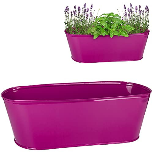 alles-meine.de GmbH großer XL - Topf/Blumentopf Farbwahl Metall - Ø 50 cm - pink/Purpur/violett/rosa - lila - oval - länglich - groß - Eimer/Dekotopf - Übertopf - r..